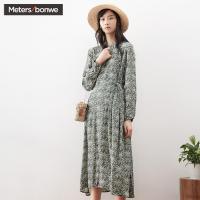 美特斯邦威连衣裙女裙子2018春装新款简约雪纺长裙打底裙商场款241291