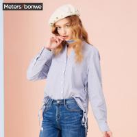 美特斯邦威长袖衬衫女宽松慵懒风2018春季新款休闲上衣潮商场款722579