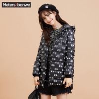 【反季特价】美特斯邦威羽绒服女冬装中长款修身简洁茧形休闲外套韩版学生