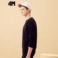 美特斯邦威旗下4M卫衣男秋冬装魔术贴字母套头针织衫