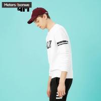 美特斯邦威旗下4M男字母印花套头针织衫2018春装新款圆领毛衫潮610225