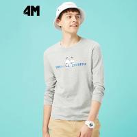美特斯邦威旗下4M男圆领长袖T恤大眼萌图案2018春装新款休闲百搭
