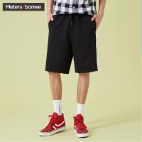 美特斯邦威旗下4M休闲短裤男2018夏季新款字母印花针织潮流运动611305