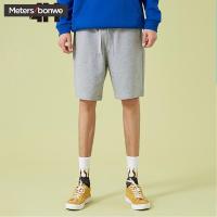美特斯邦威旗下4M休闲短裤男2018夏季新款百搭净色针织运动休闲裤611306
