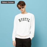 美特斯邦威卫衣男2018新款春秋情侣款套头圆领印花套头衫720092