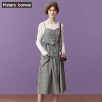 美特斯邦威带连衣裙女中长学生印花chic衣宽松2018秋装新款潮