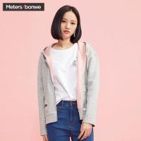 美特斯邦威卫衣女2017春装新款宽松连帽短款开衫224719商场同款