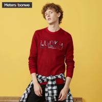 美特斯邦威毛衣男士秋冬装潮流时尚简约刺绣长袖套头毛衫帅气韩