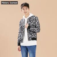 美特斯邦威夹克男满身花卉印花开衫外套韩版休闲韩茄克601514