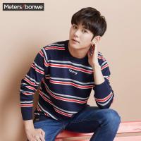 美特斯邦威毛衣男 秋季 款圆领复古条纹潮流小清 薄针织衫228469