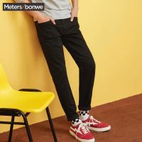 美特斯邦威黑色牛仔裤男冬装款百搭韩版长款潮弹力商场款756339