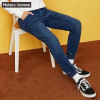 美特斯邦威牛仔裤男冬装款舒适洗水跑裤韩版百搭潮商场款756330