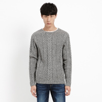 Meters Bonwe/美特斯邦威男绞花厚圆领长袖毛衫【特价款】