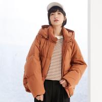 美特斯邦威羽绒服女宽松莫兰迪色面服学生短款外套2018冬装新款