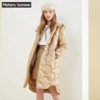 美特斯邦威中长款羽绒服女韩版气质连帽外套chic面服2018冬新款