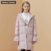 美特斯邦威羽绒服女2018冬季新款时尚韩版学生潮流都合体连帽羽绒