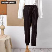 美特斯邦威休闲裤女2019春季新款时尚韩版女系带小脚梭织九分裤