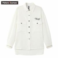 美特斯邦威衬衫女2019春季新款时尚潮流休闲舒适学生韩版刺绣衬衫