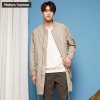 美特斯邦威夹克男老虎印花潮中长款夹克外套