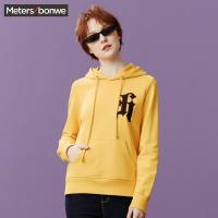 美特斯邦威套头卫衣女秋季潮流绣花连帽针织套头衫商场款720934