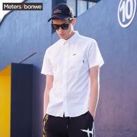 美特斯邦威衬衫男夏季官方旗舰店男装牛津纺短袖衬衫661227