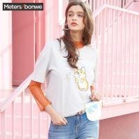 美特斯邦威T恤女夏装新款俏皮柯基系列短袖衫