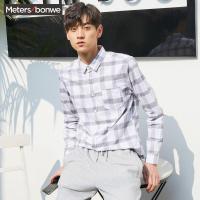美特斯邦威格子衬衫男长袖2019春季韩版潮流上衣休闲男士衬衣723057