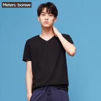 美特斯邦威短袖T恤男士夏装休闲针织V领半袖体恤商场款706277