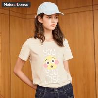 美特斯邦威T恤女夏装新款时尚趣味笑脸印花短袖T恤