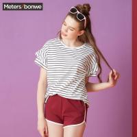 美特斯邦威短袖T恤女韩版基础款夏季可爱木耳边小衫百搭潮603553