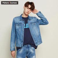 美特斯邦威夹克男新款秋男休闲时尚潮流学生舒适保暖牛仔夹克734287