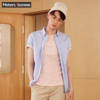 美特斯邦威衬衫男夏季基础多色纯棉舒适牛津纺短袖衬衫661225