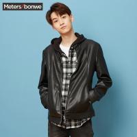 美特斯邦威PU机车夹克男士春季新款潮基本款立领外套商场款734136