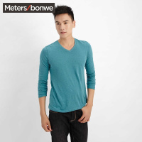 【特价】美特斯邦威男高级长绒棉V领长袖T恤211431