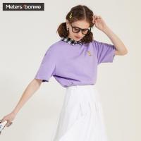 美特斯邦威短袖T恤女2019新款夏季休闲刺绣图案韩版可爱T恤上衣女