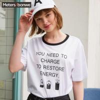 美特斯邦威白色短袖T恤女ins潮古着感少女T恤宽松纯棉2019夏新款