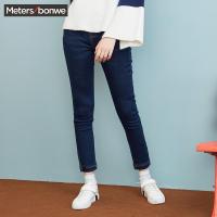 美特斯邦威冬装款毛边牛仔裤女显瘦铅笔裤打底韩版商场款