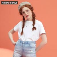 美特斯邦威短袖T恤女2019夏季新款白色修身显瘦纯棉打底衫上衣潮