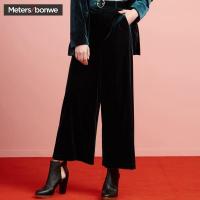 美特斯邦威阔腿裤女秋装时尚韩版学院宽松青春丝绒休闲裤