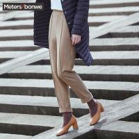 美特斯邦威呢子哈伦裤女冬装黑色萝卜裤休闲显瘦