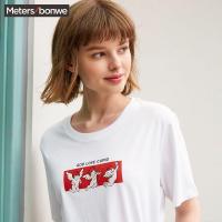 美特斯邦威红T恤女纯棉宽松短袖女ins洋气可爱韩版2019夏装新款
