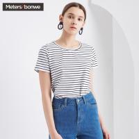 美特斯邦威T恤女新款时尚潮流韩版时尚小圆领基本针织短袖恤