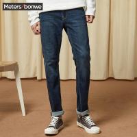 美特斯邦威牛仔裤男士冬季时尚男莱卡弹力标准直筒裤
