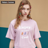 美特斯邦威女装夏新款短袖T恤女装学生可爱冰激凌T恤