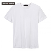 美特斯邦威男常年款净色圆领短袖恤