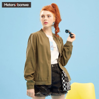 美特斯邦威棒球服女修身百搭飞行员夹克bf风复古短外套潮