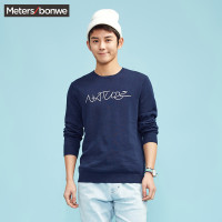美特斯邦威针织衫男春装新款棉麻圆领套头衫商场同款