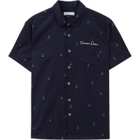 美特斯邦威男休闲染整棉布短袖衬衫