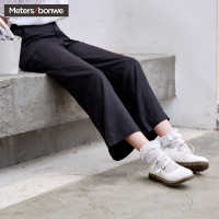 美特斯邦威休闲裤女夏装新款中腰系带天丝阔腿长裤商场款