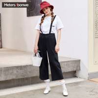美特斯邦威背带裤女春装新款宽松垂感阔腿裤ins清新直筒裤休闲裤